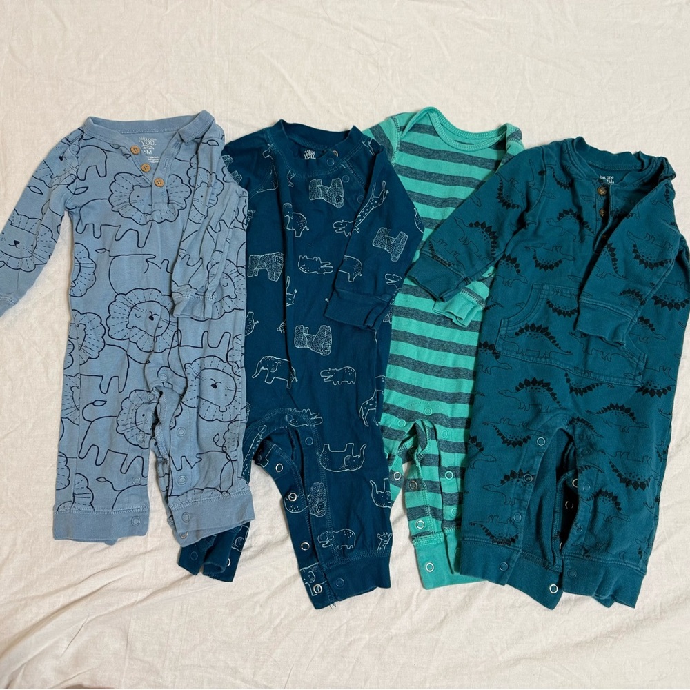 Carter's long sleeve rompers - set of four 100% cotton